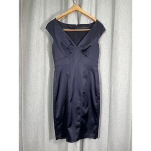 David Meister Women's Sleeveless Navy Blue Knee Length Cocktail Dress Size 4